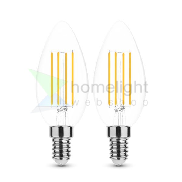2 DB.LED Filament Canlde C35 7W E14 360° 2700K (806 lumen) szabályozható