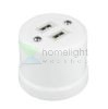 Fehér porcelán USB aljzat falon kívüli szereléshez