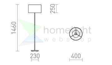 NYC/RON 40/25 állólámpa  Polycotton fekete/króm 230V LED E27 15W
