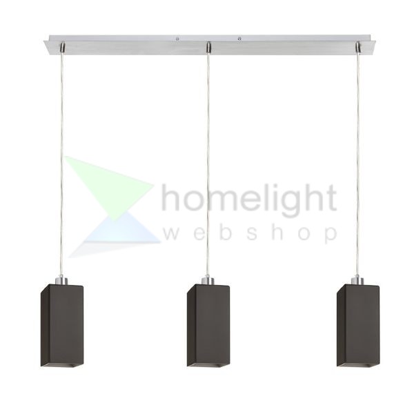 LIZ III 80 függő lámpa fekete üveg/króm 230V LED E27 3x15W