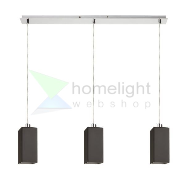LIZ III 80 függő lámpa fekete üveg/matt nikkel 230V LED E27 3x15W