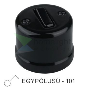 Fekete porcelán 101-es billenőkapcsoló falon kívüli szereléshez
