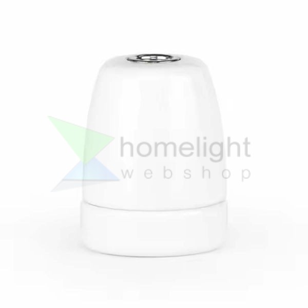 Fehér E27 egyenes porcelán foglalat M10×1 rögzítéssel